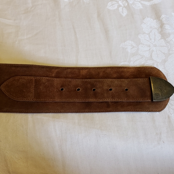 Vintage AXCESS Made in England Suede Leather Brass Belt main image 7